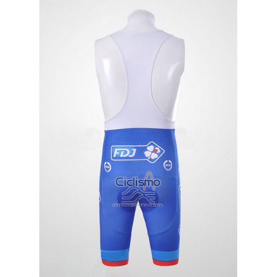 Fdj Ropa Ciclismo Culotte Corto 2010 Mangas Cortas Blanco y Azur